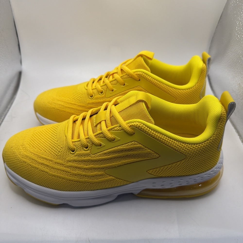 Jerko Men's Yellow Mesh Upper Lace Up Low Top Athletic Running Sneakers Size 8.5